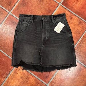 NWT Free People Charcoal Denim Skirt w/ Frayed Hem